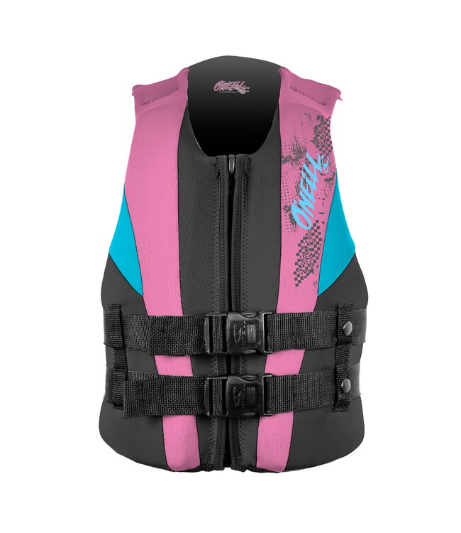O'NEILL YOUTH REACTOR FULL-ZIP USCG LIFE VEST BLK/PET/TURQ 2024