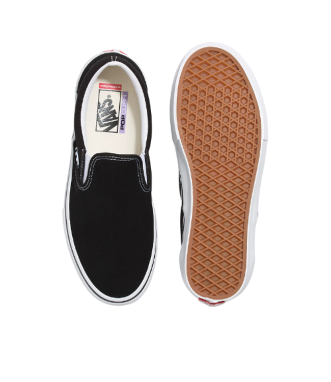 VANS MENS SKATE SLIP-ON SHOES BLACK/WHITE