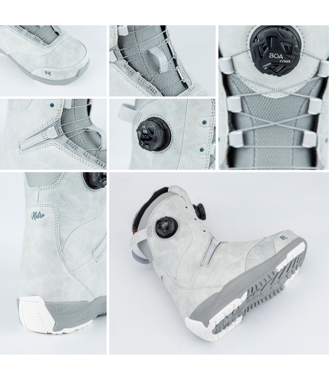 NITRO WOMENS CROWN BOA SNOWBOARD BOOTS GREY 2025