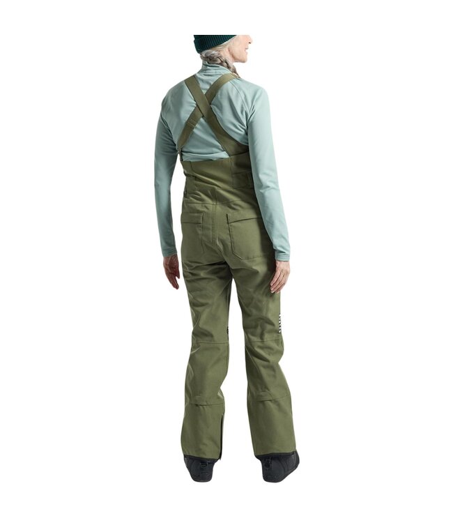 BURTON WOMENS AVALON 2L STRETCH BIB PANTS SHORT FOREST MOSS 2025