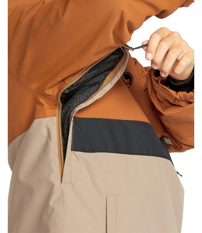 VOLCOM BOYS SLUFF INSULATED PULLOVER JACKET CARAMEL 2025