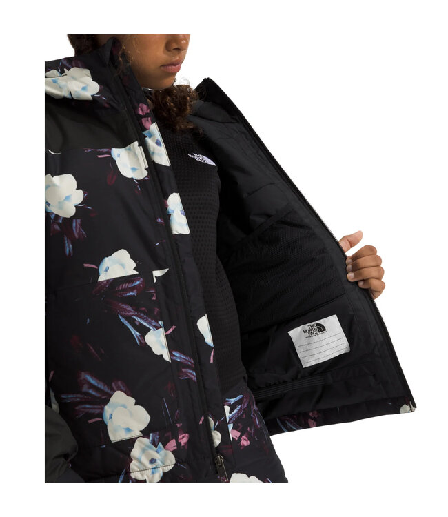 THE NORTH FACE GIRLS FREEDOM INSULATED JACKET BLACK WINTER FLOWERS PRINT 2025