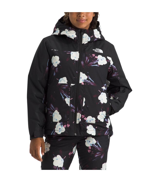THE NORTH FACE GIRLS FREEDOM INSULATED JACKET BLACK WINTER FLOWERS PRINT 2025