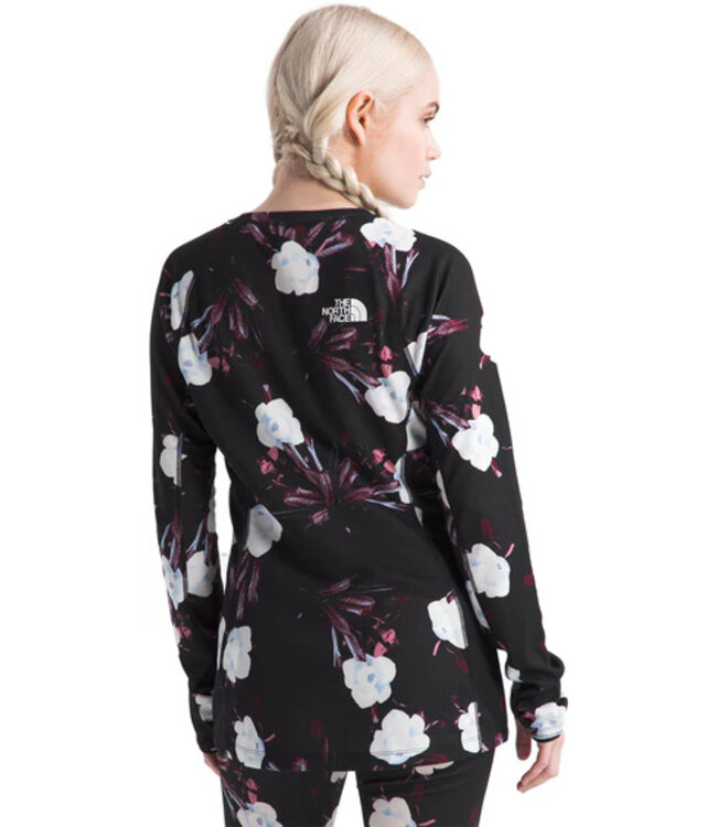 THE NORTH FACE WOMENS FD PRO 160 CREW BLACK WINTER FLOWERS PRINT 2025