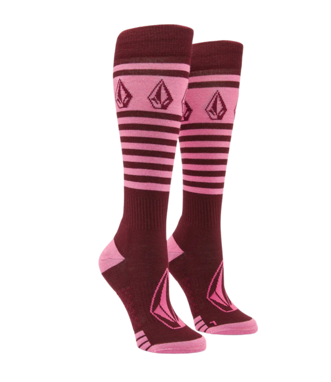 VOLCOM WOMENS STRIKER WOOL BLEND OTC SOCK BURGUNDY 2025