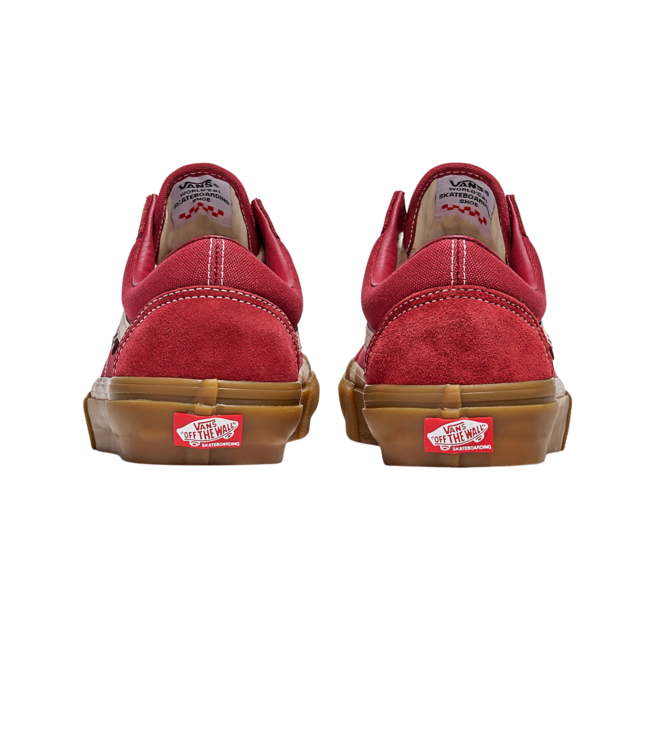 VANS MENS SKATE OLD SKOOL SHOE RED/GUM