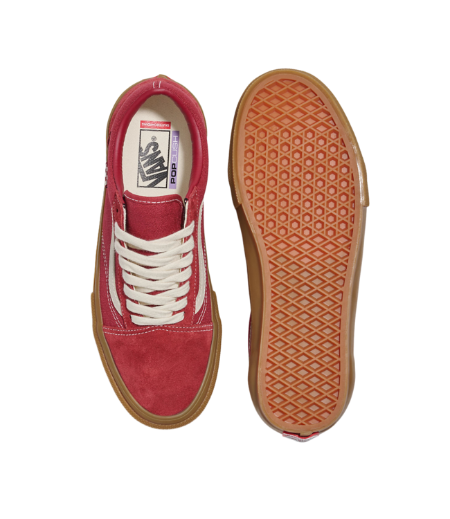 VANS MENS SKATE OLD SKOOL SHOE RED/GUM