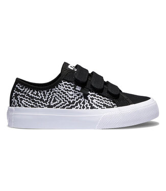 DC DC KIDS MANUAL V SHOE BLACK WHITE PRINT