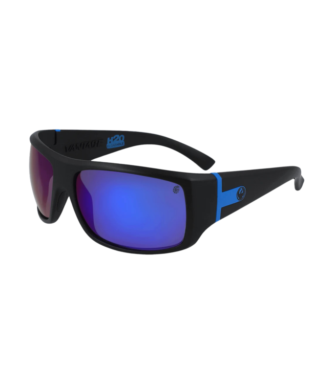DRAGON VANTAGE H2O SHINY BLACK SUNGLASSES w/ LUMA LENS SMOKE LENS NON POLAR