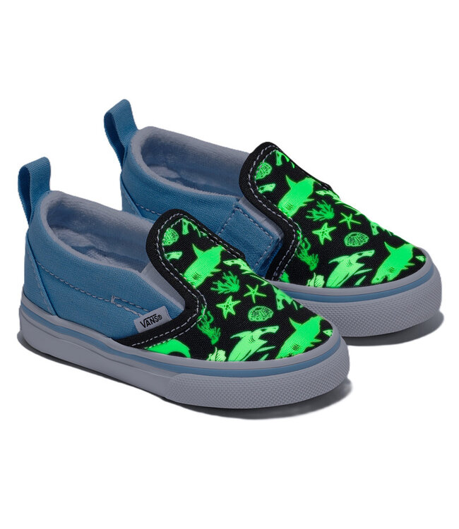 VANS TODDLER SLIP-ON V SHOES GLOW SHARKS