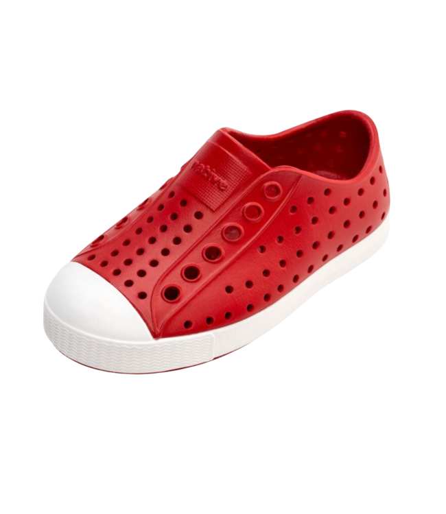 NATIVE JEFFERSON CHILD SHOE RUBY RED/SHELL WHITE