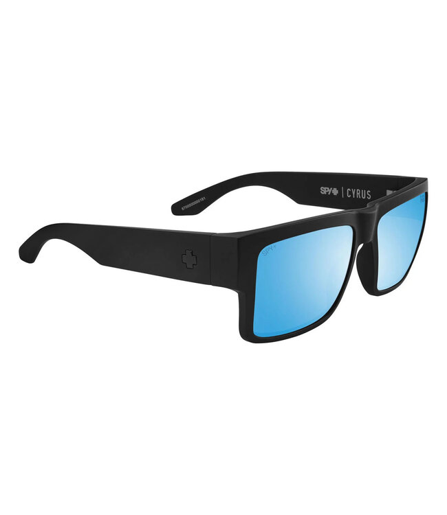 SPY CYRUS MATTE BLACK SUNGLASSES w/ HAPPY BOOST BRONZE POLAR ICE BLUE SPECTRA MIRROR