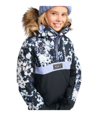 ROXY ROXY GIRLS SHELTER INSULATED SNOW JACKET TRUE BLACK/BLACK FLOWERS