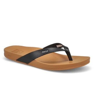 REEF REEF WOMENS CUSHION COURT SANDALS BLACK/NATURAL