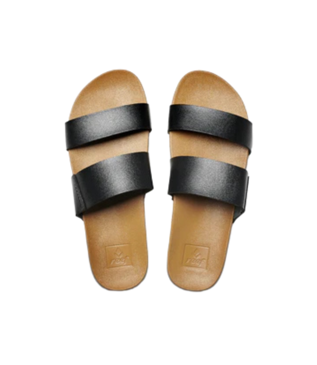 REEF WOMENS CUSHION VISTA SANDALS BLACK/NATURAL