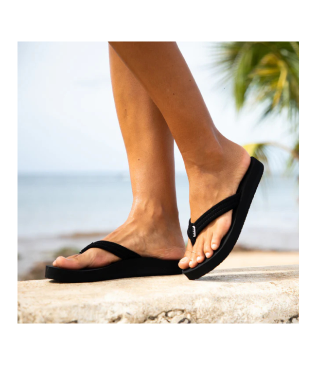REEF WOMENS CUSION BREEZE SANDALS BLACK/BLACK