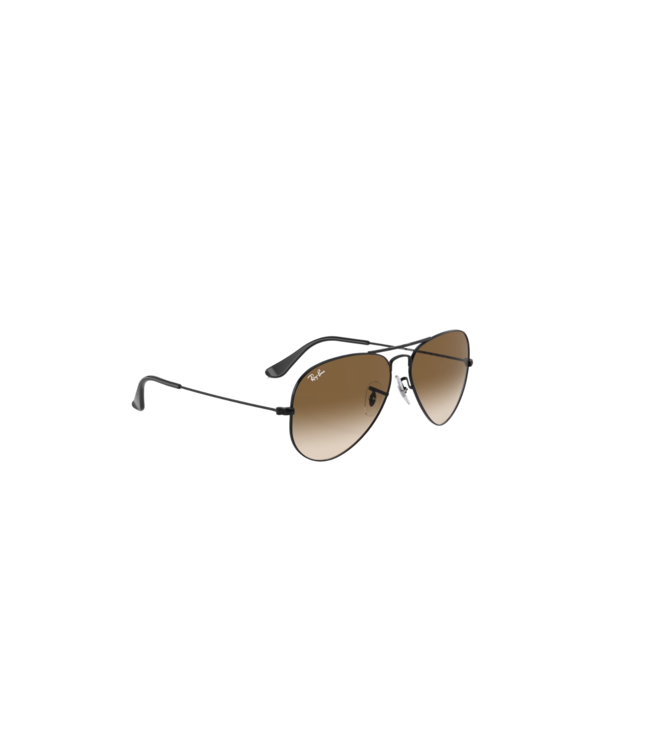 RAY-BAN AVIATOR LARGE METAL SUNGLASSES BLACK w/ CLEAR GRADIENT BROWN LENS