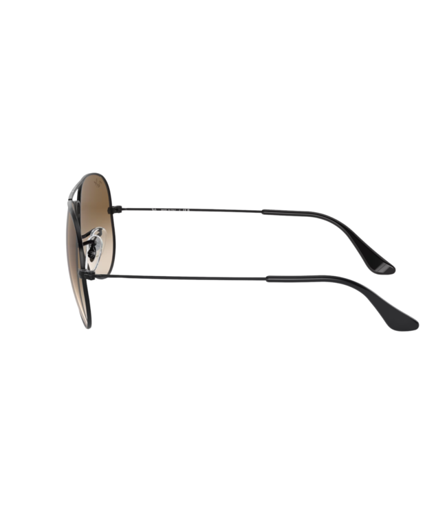 RAY-BAN AVIATOR LARGE METAL SUNGLASSES BLACK w/ CLEAR GRADIENT BROWN LENS