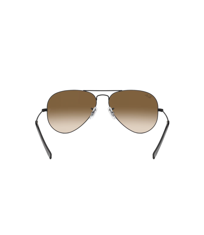 RAY-BAN AVIATOR LARGE METAL SUNGLASSES BLACK w/ CLEAR GRADIENT BROWN LENS