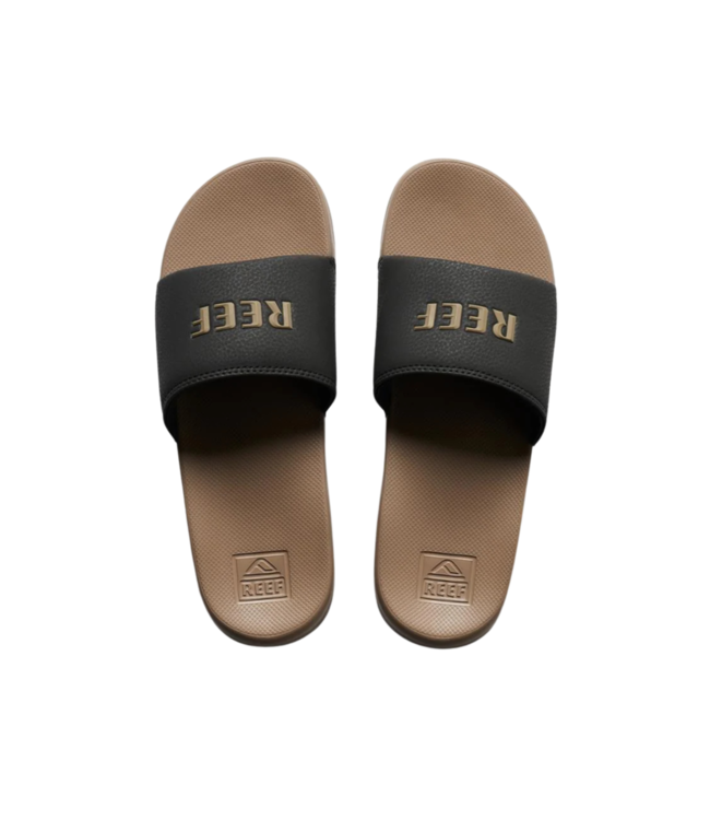 REEF MENS ONE SLIDE SANDALS BLACK/FOSSIL