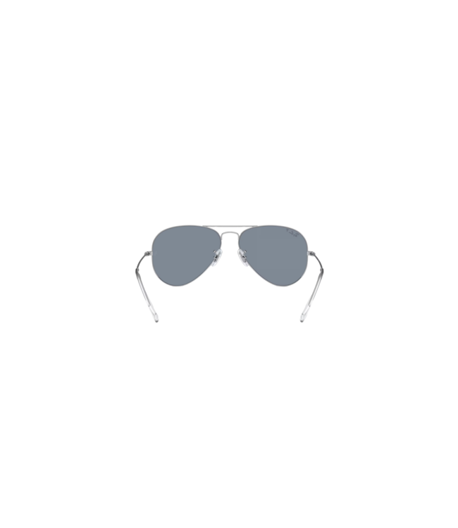 RAY-BAN AVIATOR LARGE METAL SUNGLASSES SILVER w/ POLARIZED BLUE LENS