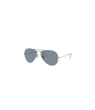 RAY BAN RAY-BAN AVIATOR LARGE METAL SUNGLASSES SILVER w/ POLARIZED BLUE LENS