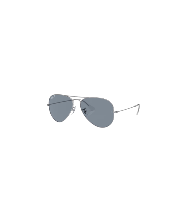 RAY-BAN AVIATOR LARGE METAL SUNGLASSES SILVER w/ POLARIZED BLUE LENS