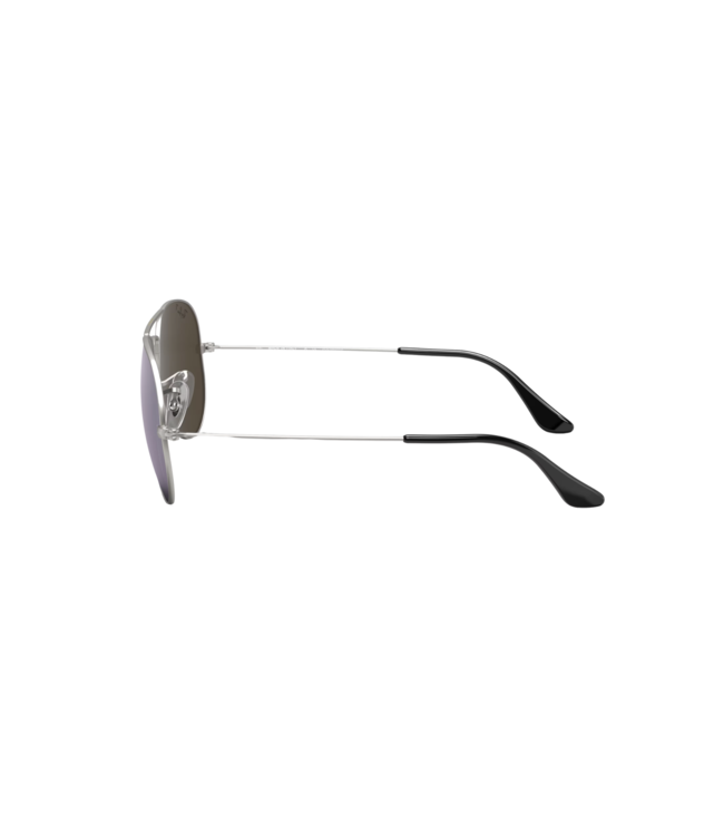 RAY-BAN AVIATOR LARGE METAL SUNGLASSES SLVR w/ POLARIZED DARK GREY MIRROR LENS