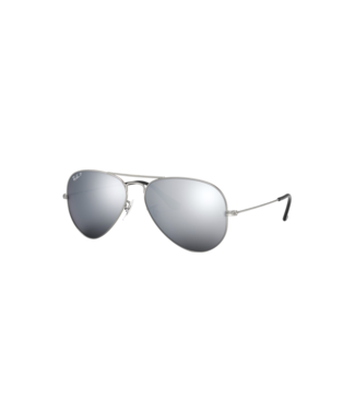 RAY BAN RAY-BAN AVIATOR LARGE METAL SUNGLASSES SLVR w/ POLARIZED DARK GREY MIRROR LENS
