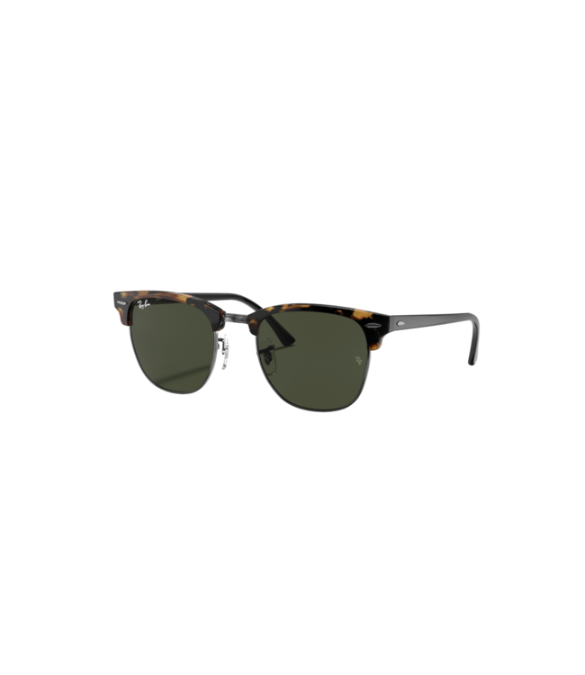 RAY-BAN CLUBMASTER SUNGLASSES FLECK BLACK HAVANA w/ G15 GREEN LENS
