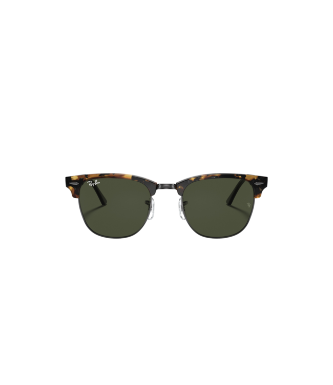RAY-BAN CLUBMASTER SUNGLASSES FLECK BLACK HAVANA w/ G15 GREEN LENS