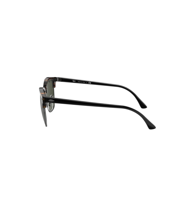 RAY-BAN CLUBMASTER SUNGLASSES FLECK BLACK HAVANA w/ G15 GREEN LENS