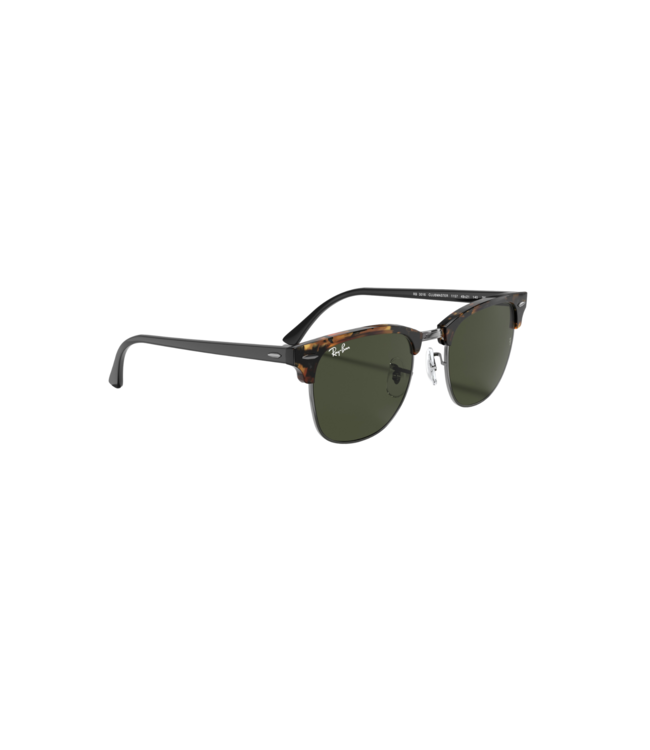 RAY-BAN CLUBMASTER SUNGLASSES FLECK BLACK HAVANA w/ G15 GREEN LENS