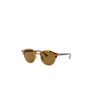 RAY BAN RAY-BAN CLUBROUND SUNGLASSES SPOTTED BROWN HAVANA w/ B-15 BROWN LENS