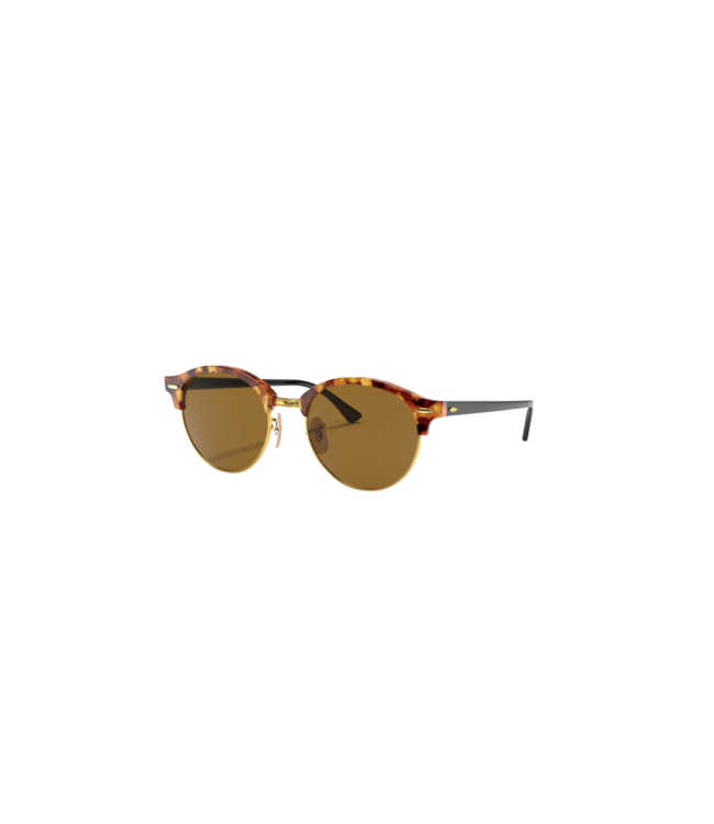RAY-BAN CLUBROUND SUNGLASSES SPOTTED BROWN HAVANA w/ B-15 BROWN LENS