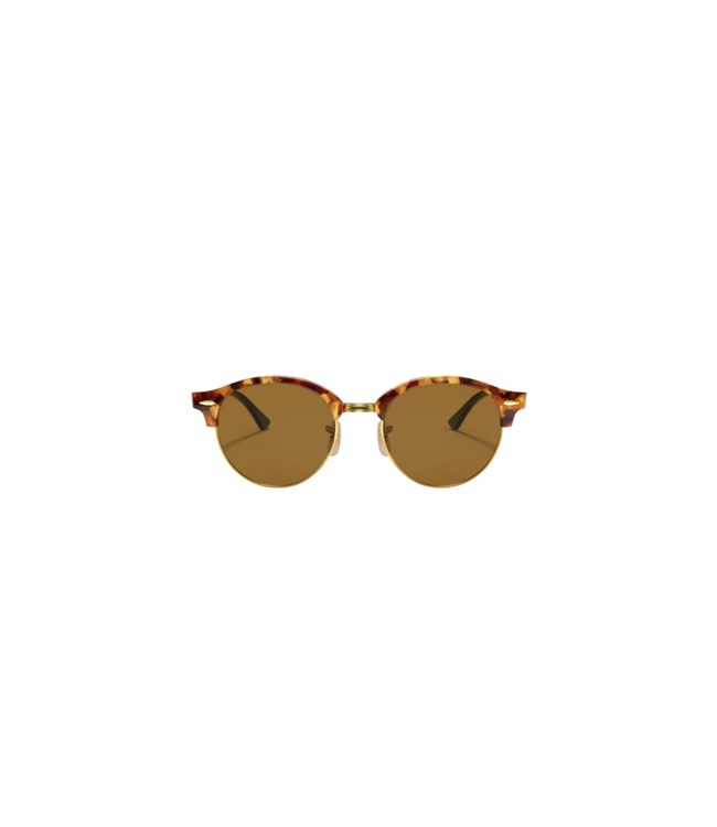 RAY-BAN CLUBROUND SUNGLASSES SPOTTED BROWN HAVANA w/ B-15 BROWN LENS