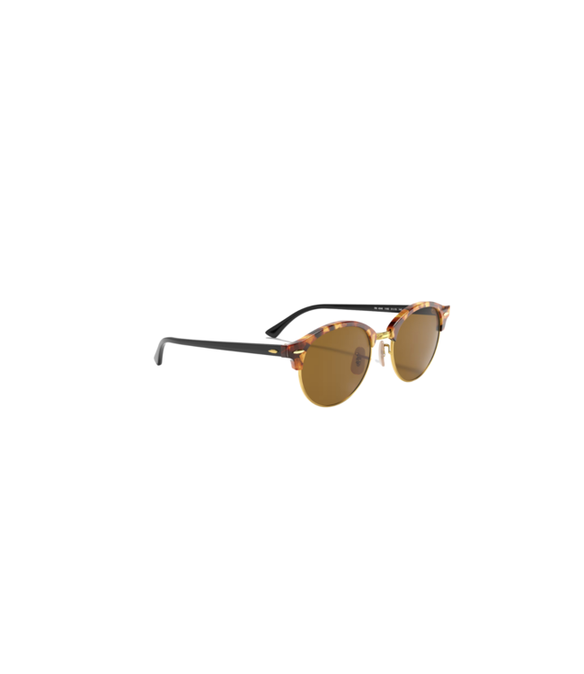RAY-BAN CLUBROUND SUNGLASSES SPOTTED BROWN HAVANA w/ B-15 BROWN LENS
