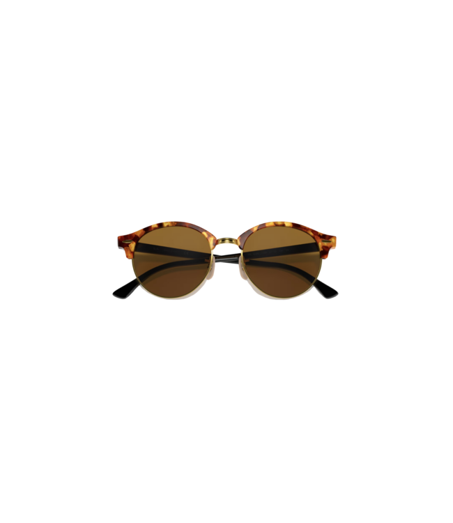RAY-BAN CLUBROUND SUNGLASSES SPOTTED BROWN HAVANA w/ B-15 BROWN LENS