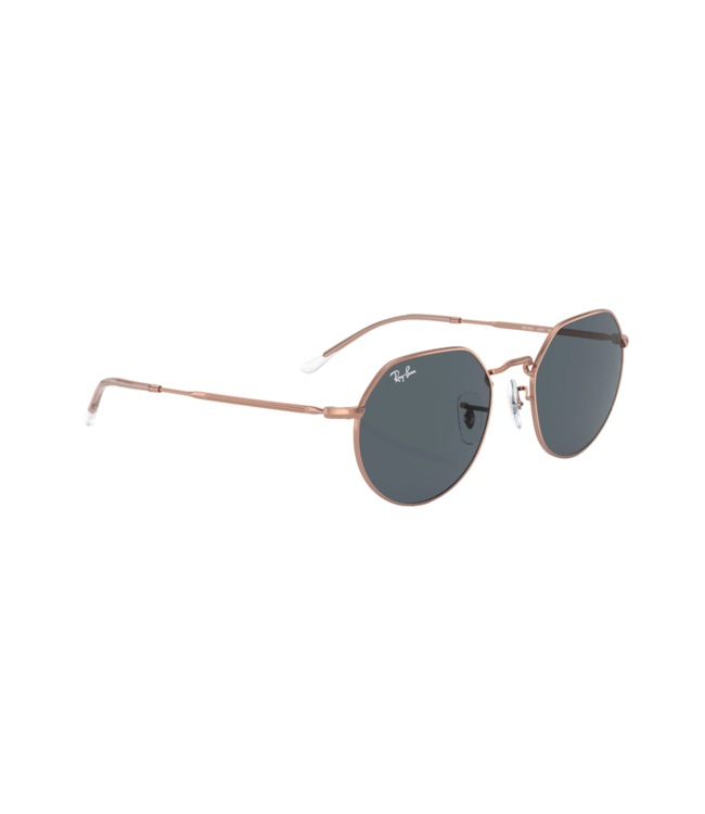 RAY-BAN JACK SUNGLASSES ROSE GOLD w/ BLUE LENS