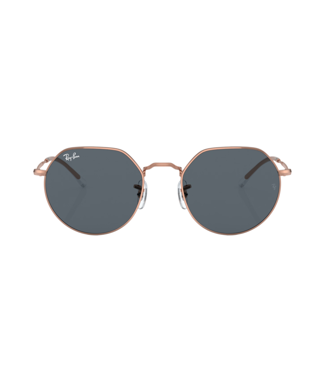 RAY-BAN JACK SUNGLASSES ROSE GOLD w/ BLUE LENS