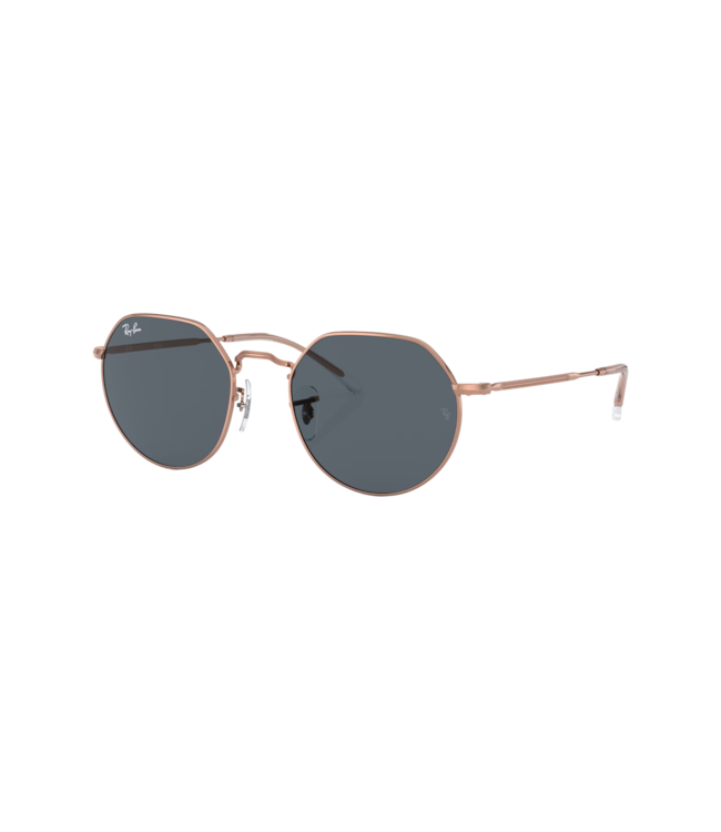 RAY-BAN JACK SUNGLASSES ROSE GOLD w/ BLUE LENS