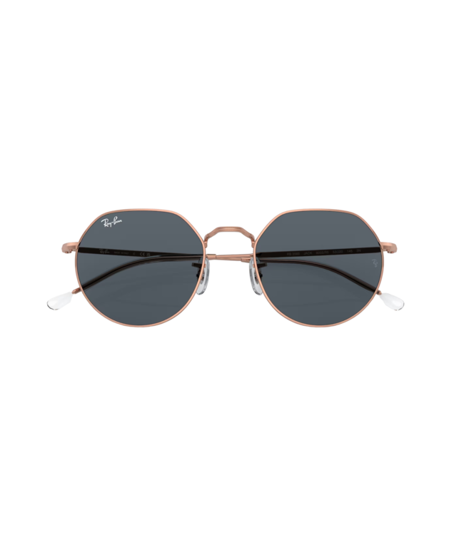 RAY-BAN JACK SUNGLASSES ROSE GOLD w/ BLUE LENS
