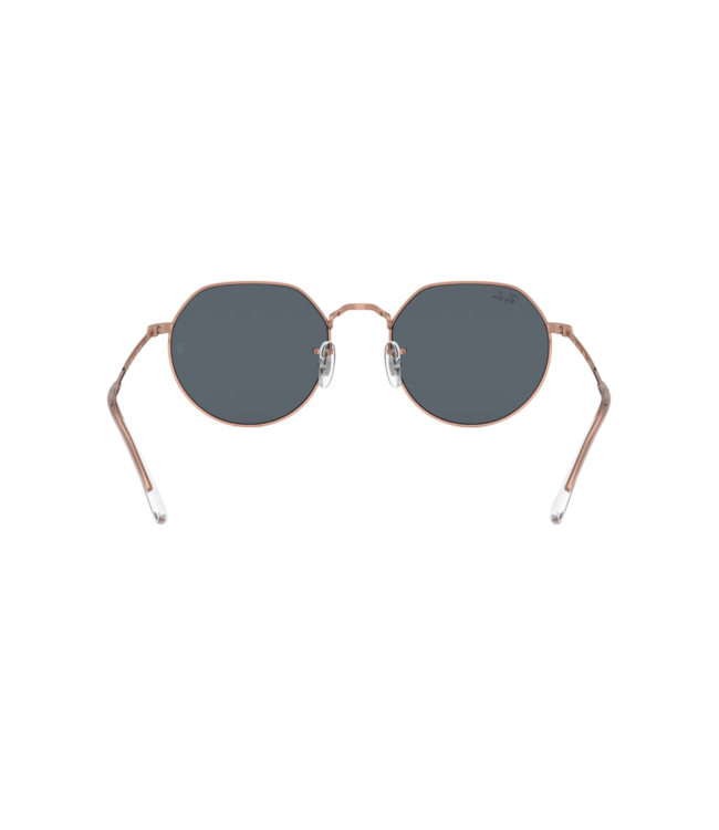 RAY-BAN JACK SUNGLASSES ROSE GOLD w/ BLUE LENS