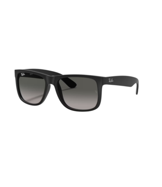 RAY BAN RAY-BAN JUSTIN SUNGLASSES RUBBER BLACK w/ LIGHT GREY GRADIENT DARK GREY LENS