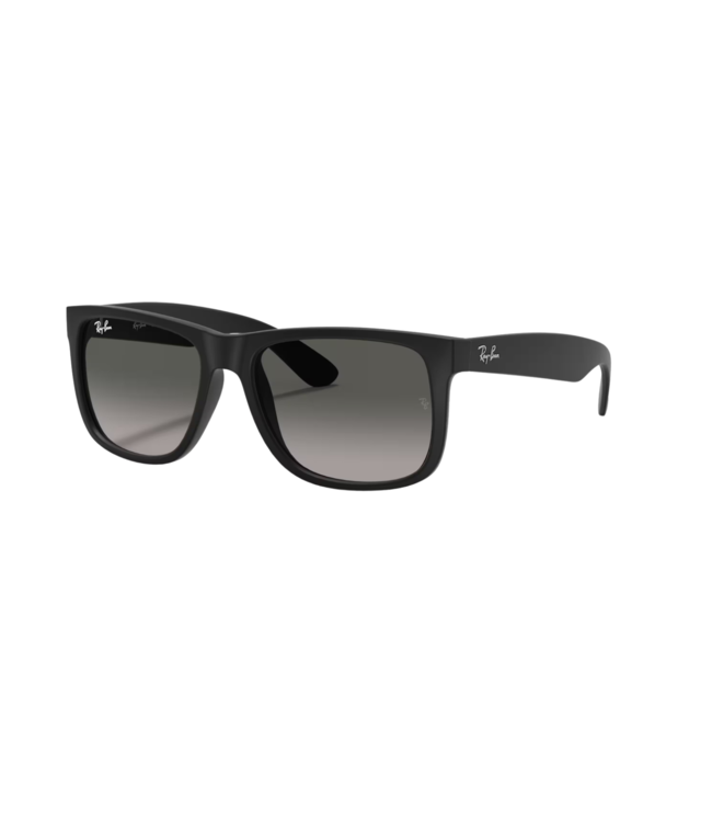 RAY-BAN JUSTIN SUNGLASSES RUBBER BLACK w/ LIGHT GREY GRADIENT DARK GREY LENS