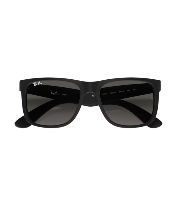 RAY-BAN JUSTIN SUNGLASSES RUBBER BLACK w/ LIGHT GREY GRADIENT DARK GREY LENS