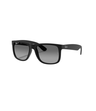 RAY BAN RAY-BAN JUSTIN SUNGLASSES RUBBER BLACK w/ LIGHT GREY GRADIENT LENS