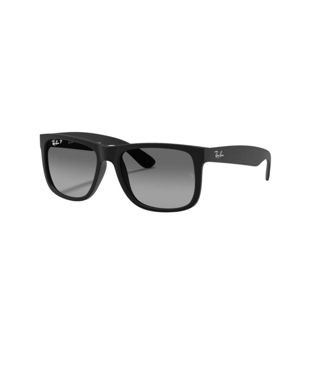 RAY-BAN JUSTIN SUNGLASSES RUBBER BLACK w/ LIGHT GREY GRADIENT LENS