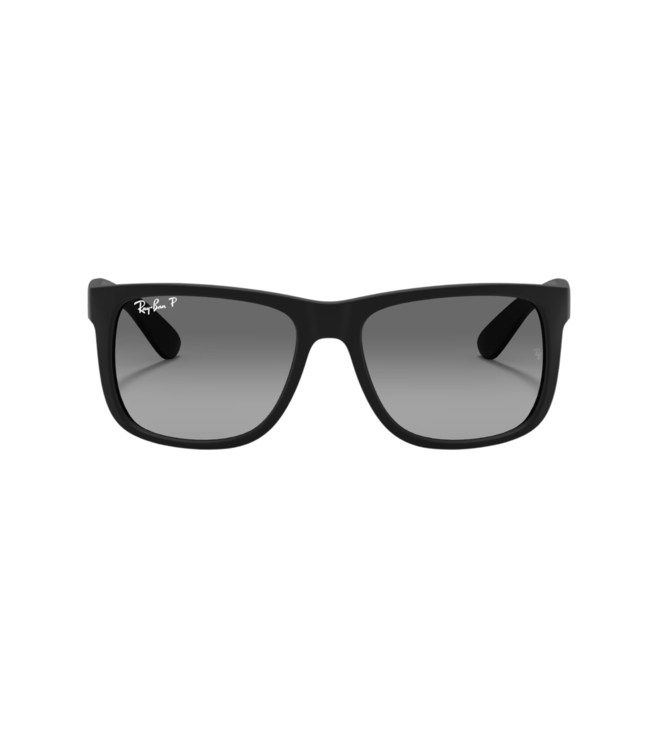 RAY-BAN JUSTIN SUNGLASSES RUBBER BLACK w/ LIGHT GREY GRADIENT LENS