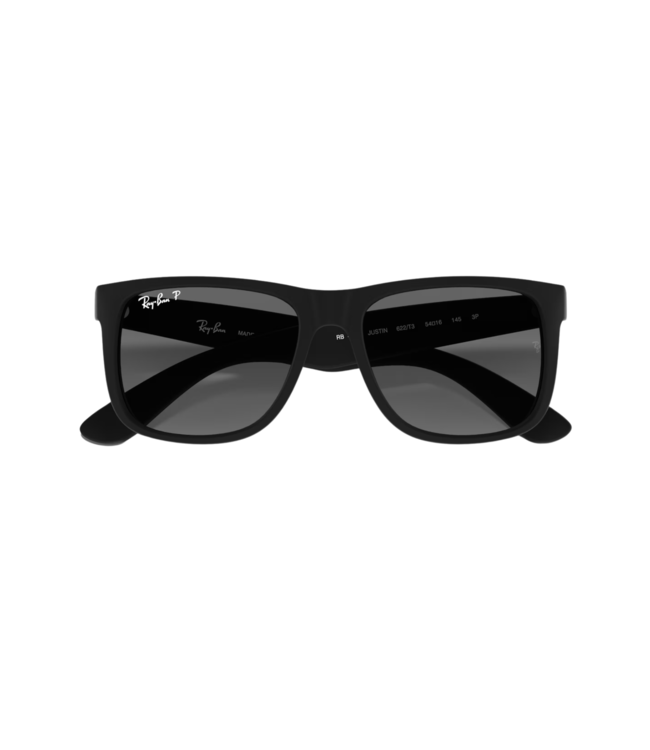 RAY-BAN JUSTIN SUNGLASSES RUBBER BLACK w/ LIGHT GREY GRADIENT LENS